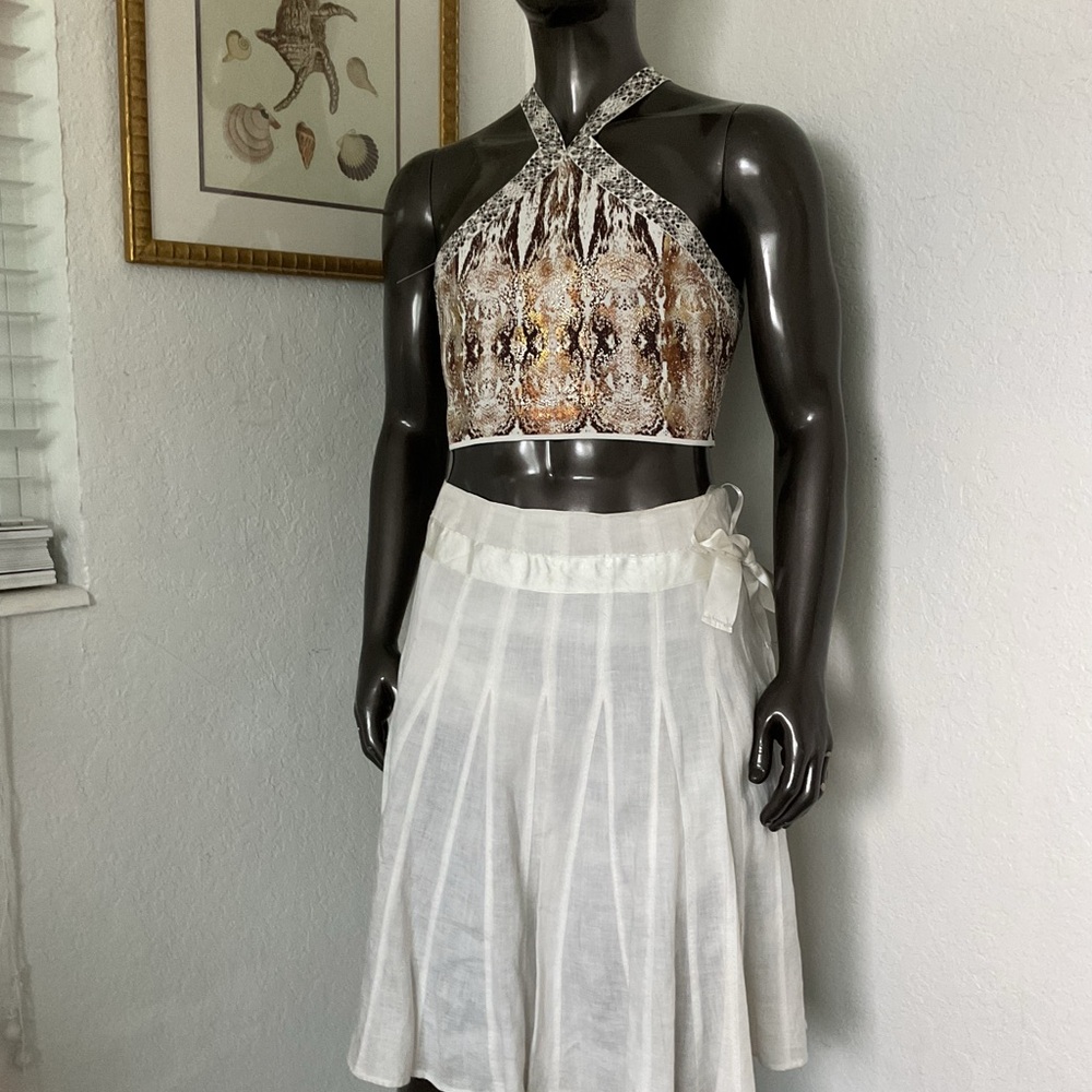 New BCBG  Maxazria  Animal Print Cross-Back Crop Top
